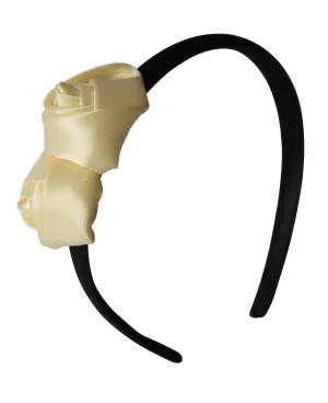 Kids Hair Band_Gold 2 Satin Flower