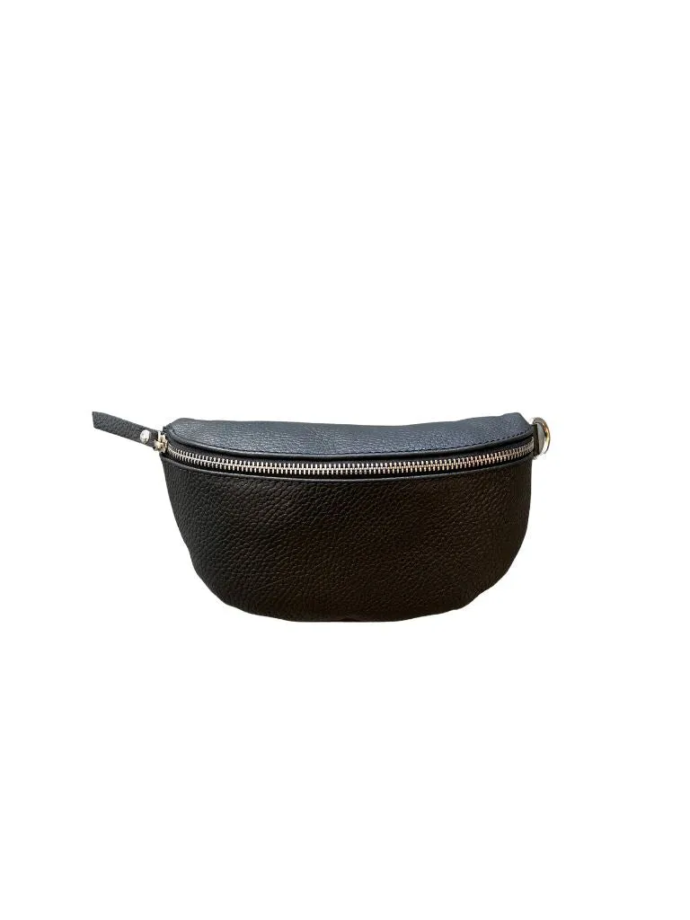Leather Belt Bag- Black