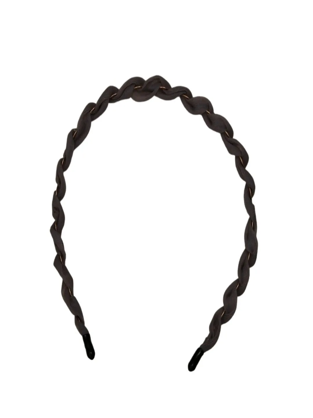 Midnight Twist: Classic Black Braided Headband with Gold Highlights and Coordinating Scrunchie- Pack of 2