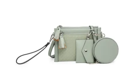 Mirabel Woven Double Zip Crossbody Bag w Wallet
