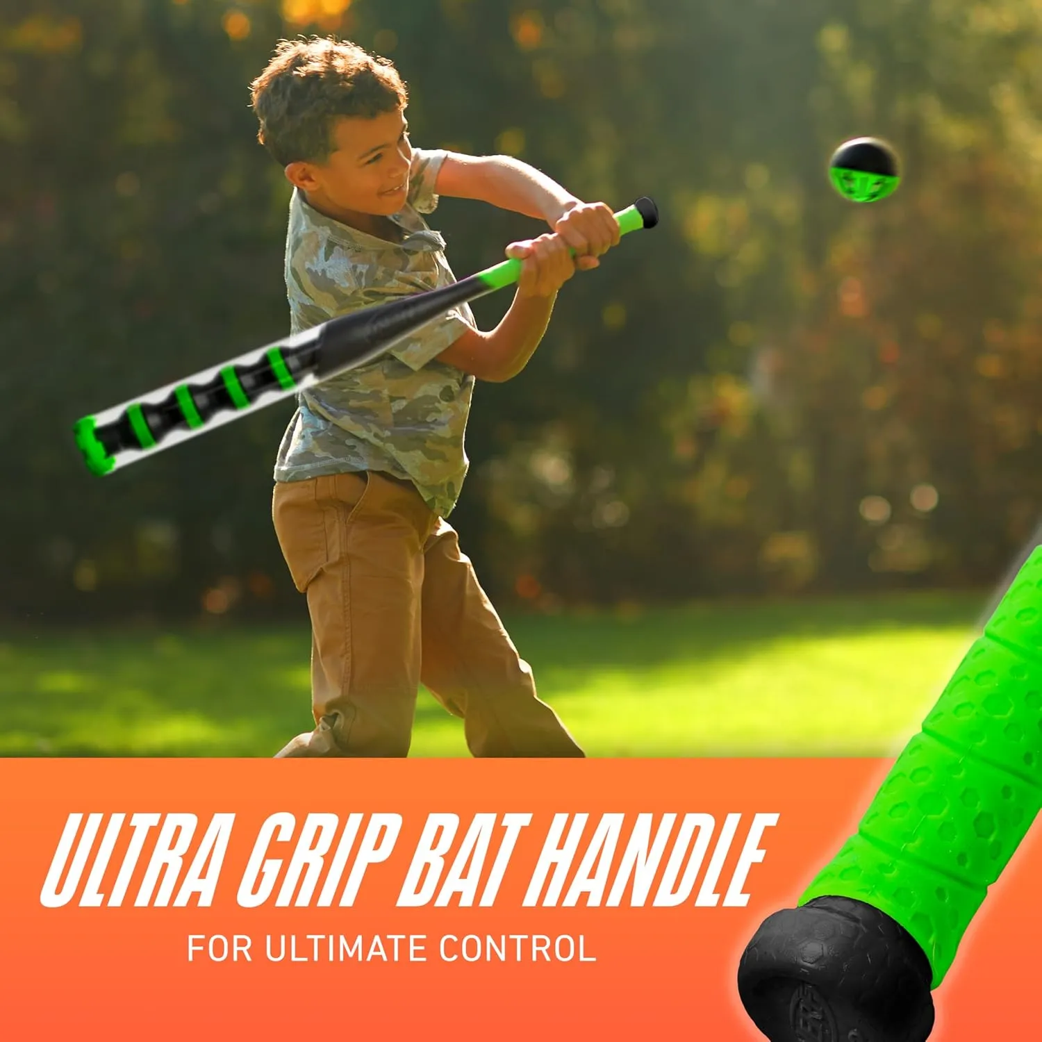 NERF Power Blast Kids Baseball Bat and Ball Set - Kids Plastic Bat with Extra Grip   Power Bands