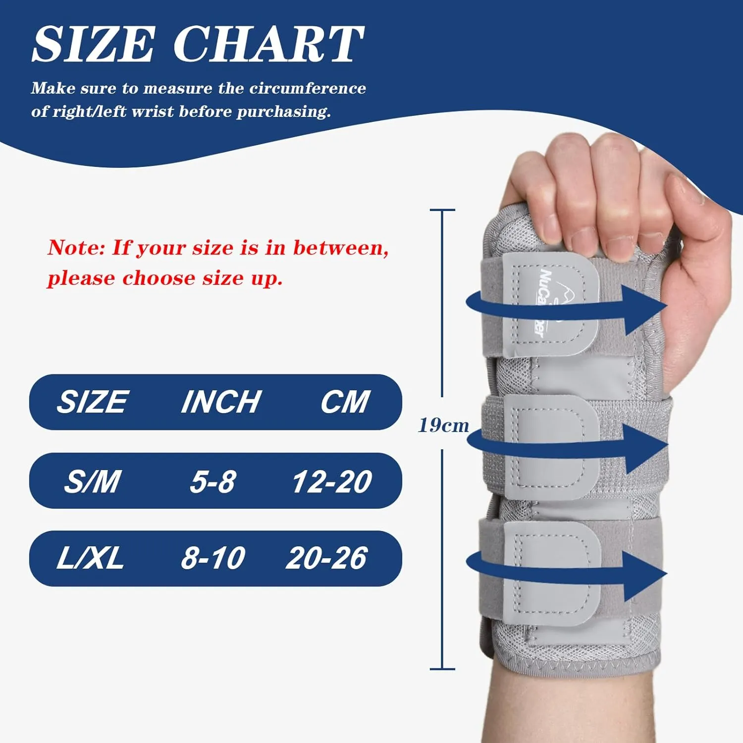 NuCamper Carpal Tunnel Wrist Brace Night Support for Men & Women, Adjustable Wrist Splint with 3 Straps and Metal Splint Stabilizer, Hand Brace for Pain Relief, Tendinitis, Arthritis - Left Hand,L/XL