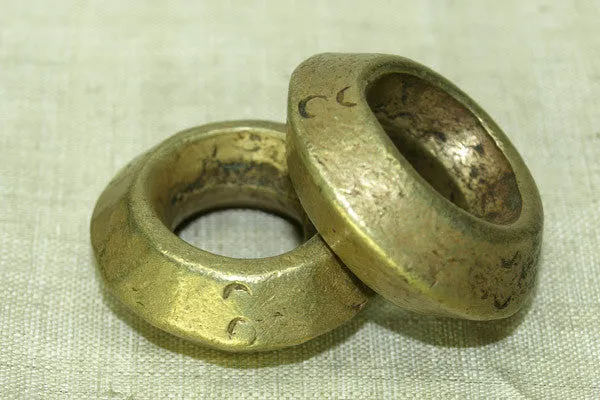 Pair of Antique Ethiopian Brass rings with "eyes"