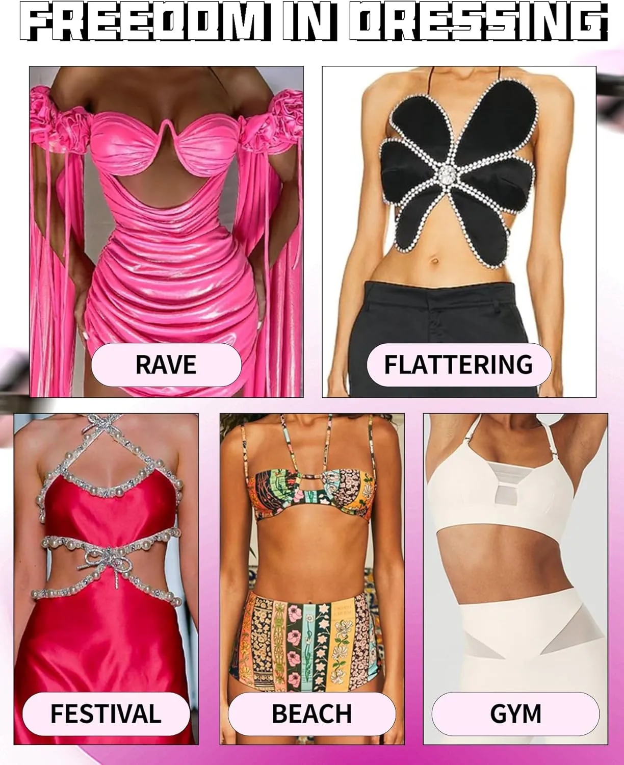 Pasties Rave Pack - Nipple Covers Stickers - Disposable Sticky Breast Petals - 15 Pairs