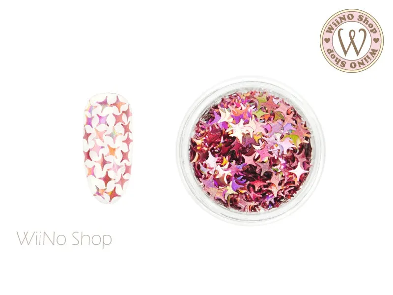 Pink Holographic Cross Star Glitter (CSH03)