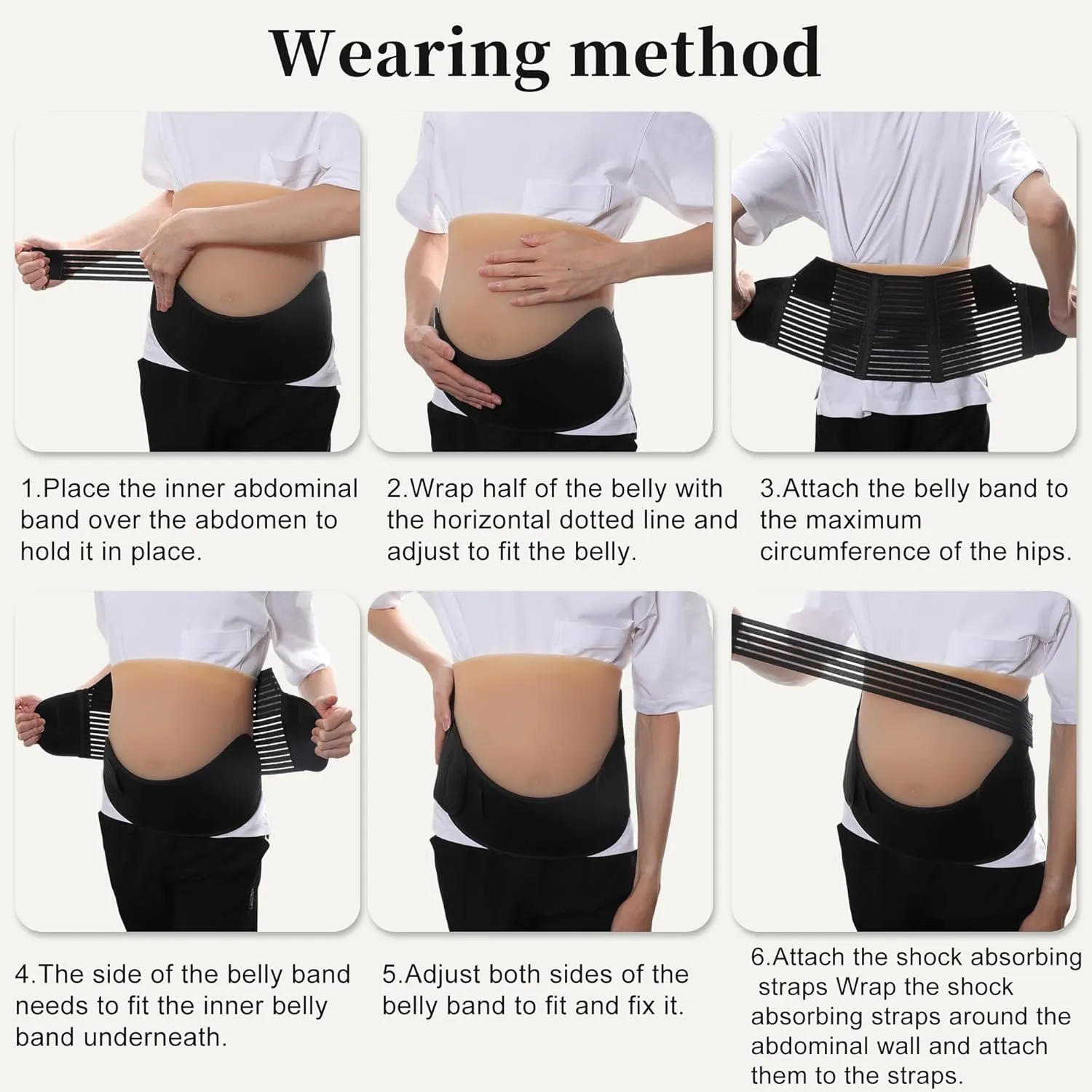 Pregnancy Belly Band, Breathable Belly Support Brace, Pregnancy Support Belt, Lightweight Abdominal Binder, for Abdomen, Pelvis, Black, Large, 1 Set