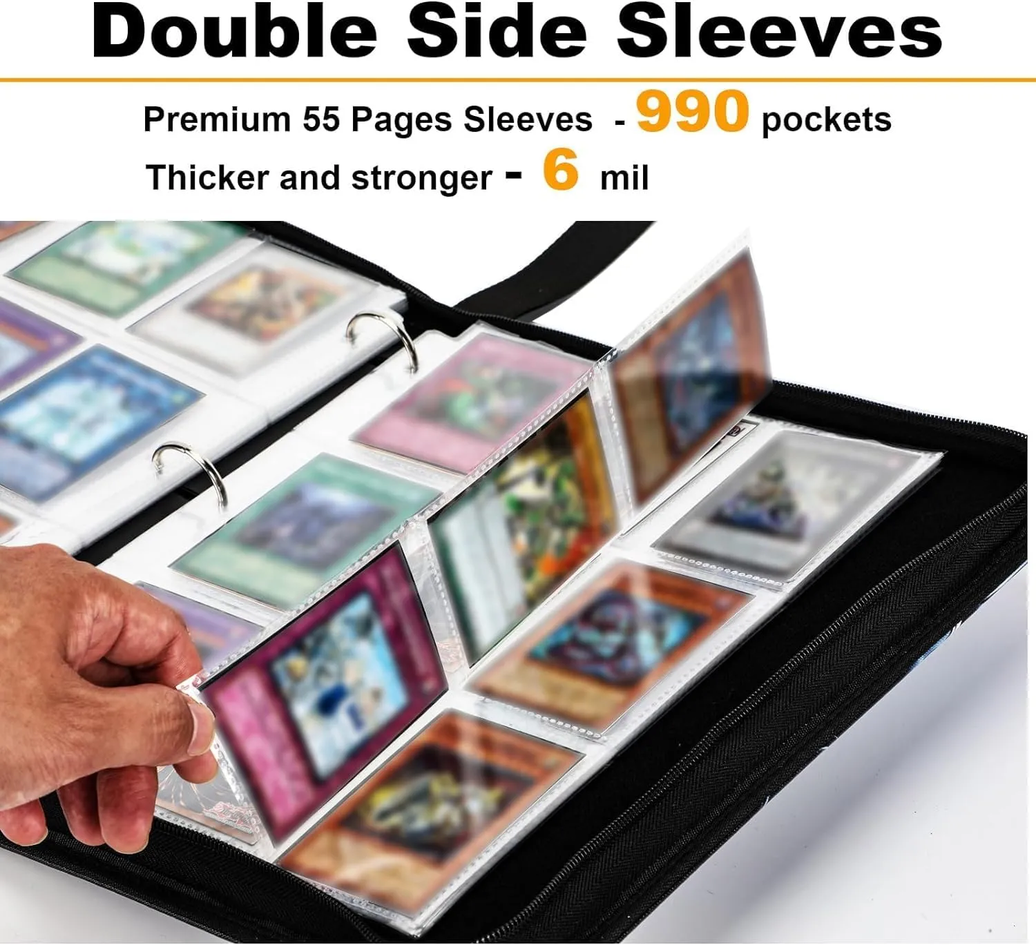 Premium Binder Compatible with Lorcana Tarding Cards 990 Pockets Collectible Card Holder for Sports Cards and other TCG Trading Cards with 55 Sleeves.