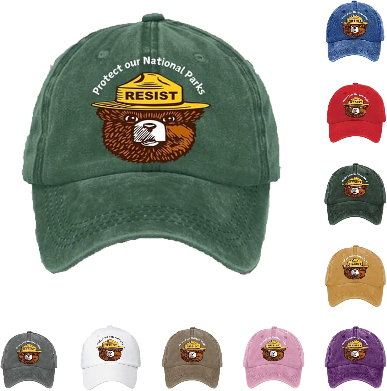 Protect Our National Parks Cap Unisex Baseball Cap Save Wildlife Bear Caps National Park Print Baseball Hat