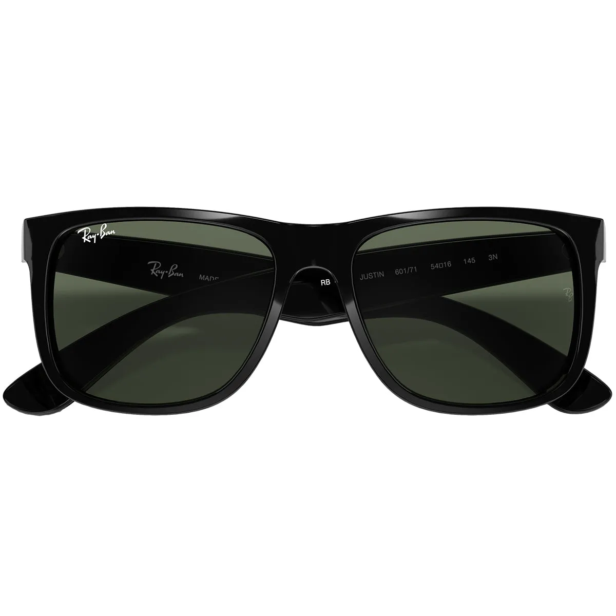 Ray-Ban Justin Classic Sunglasses - Polished Black/Green