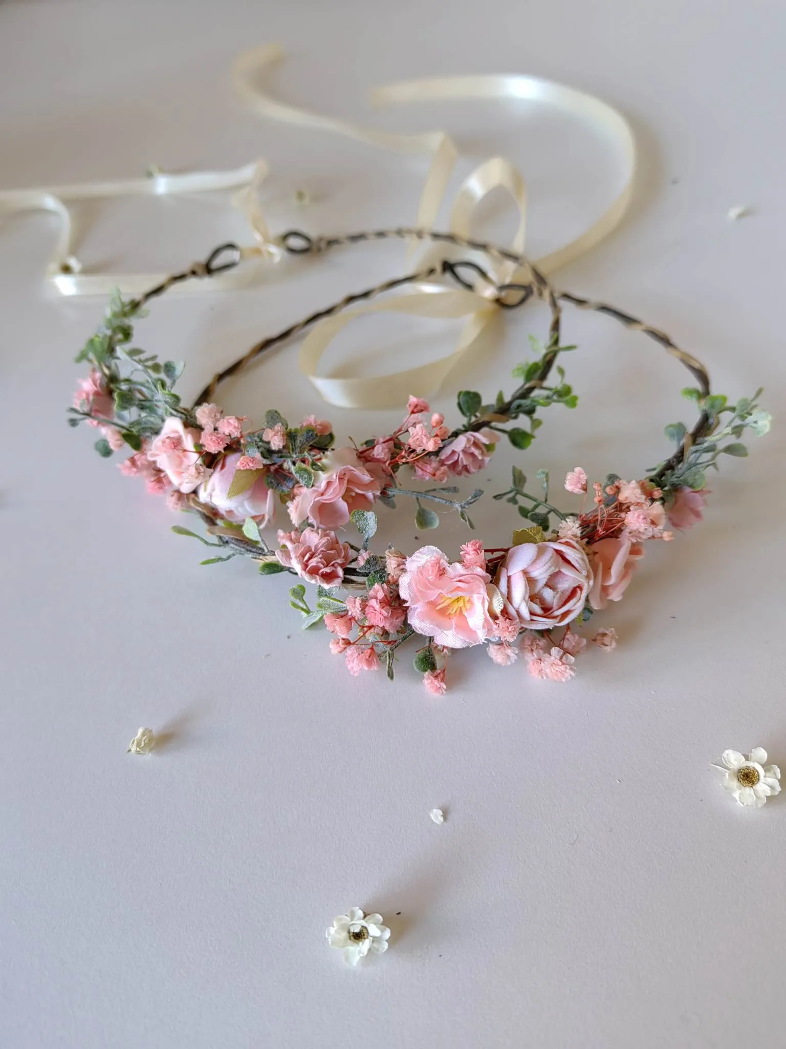 Romantic flower wreath with peonies