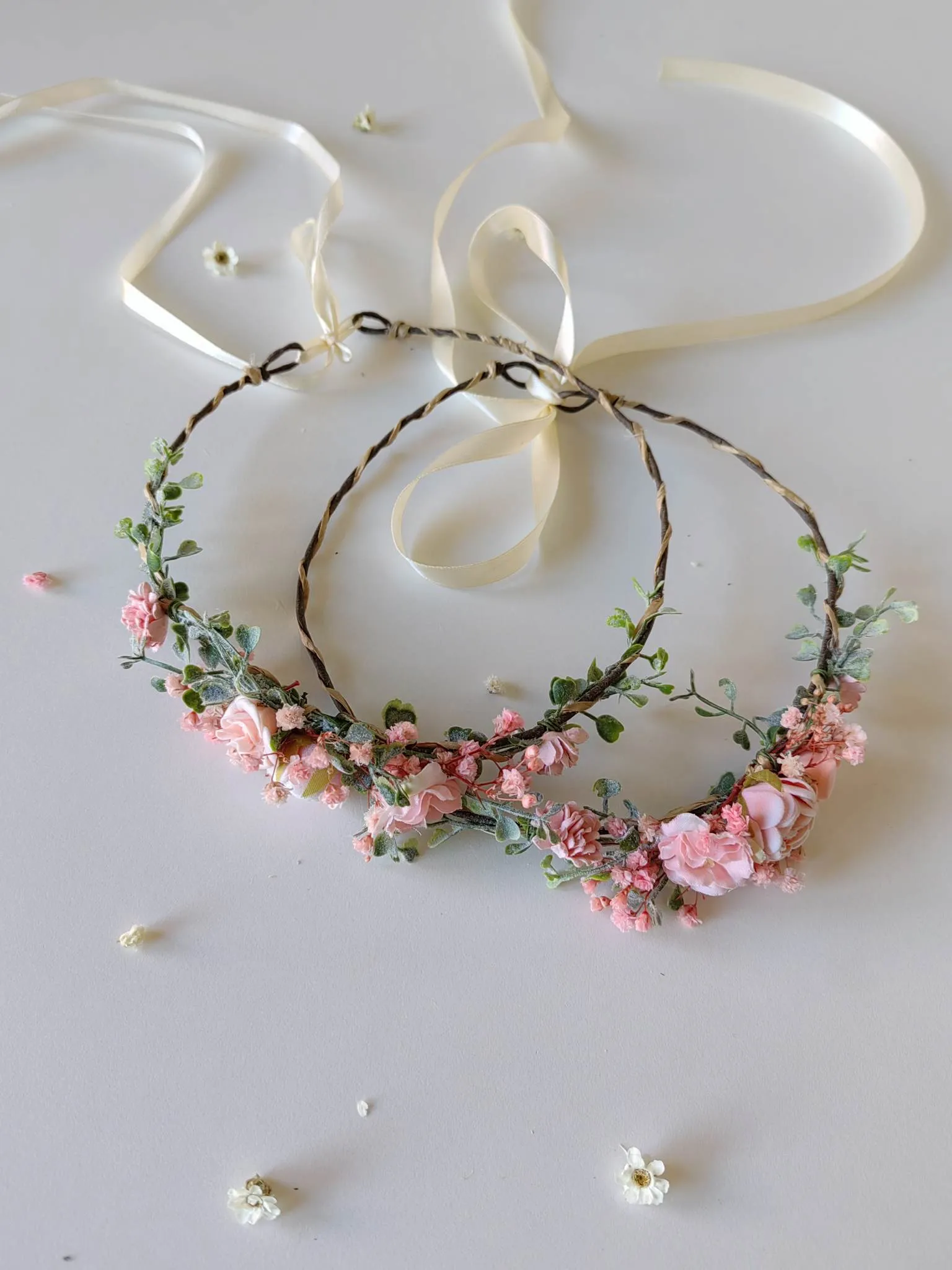 Romantic flower wreath with peonies