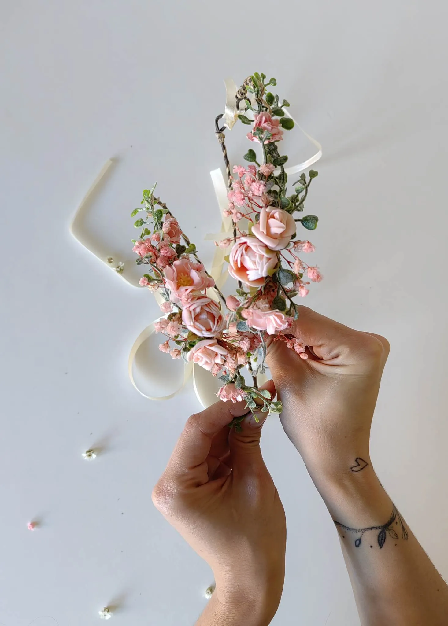 Romantic flower wreath with peonies