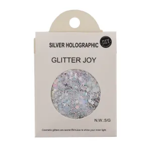 Silver Holographic - Assorted Design Glitter for Skin, Hair & Nails