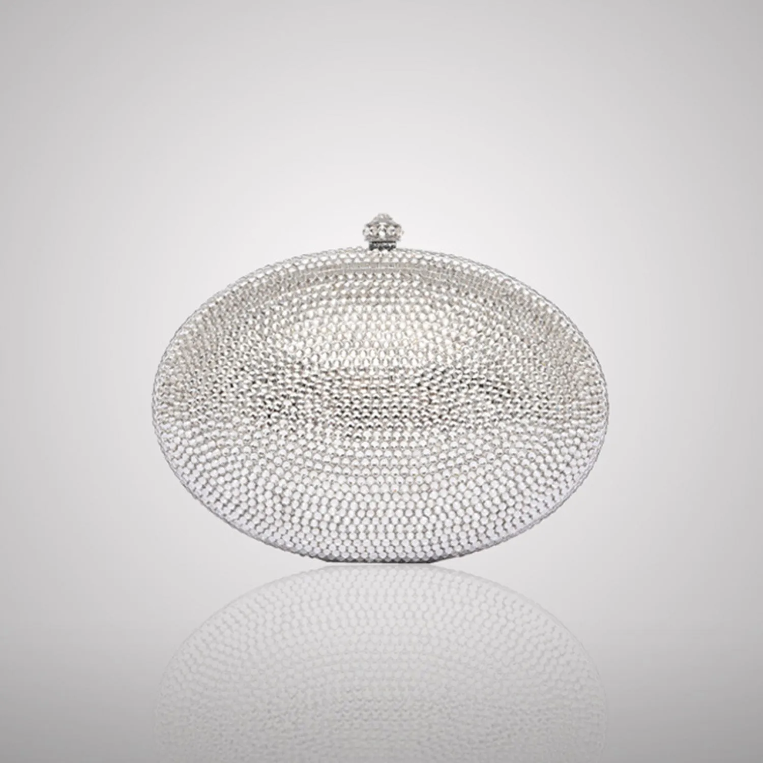 Silver Oval Swarovski Clutch | C831