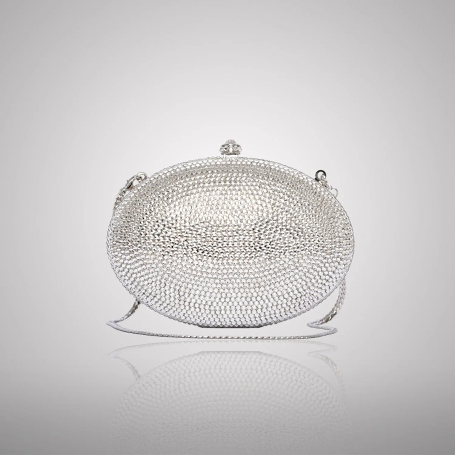 Silver Oval Swarovski Clutch | C831