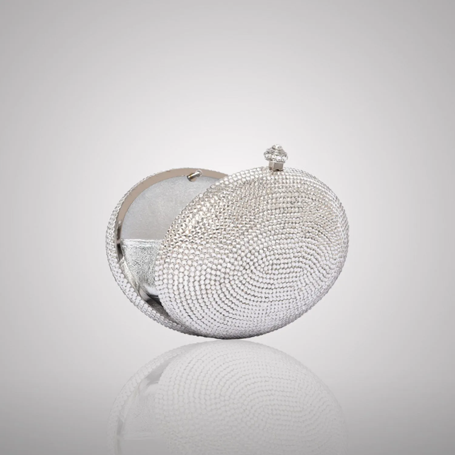 Silver Oval Swarovski Clutch | C831