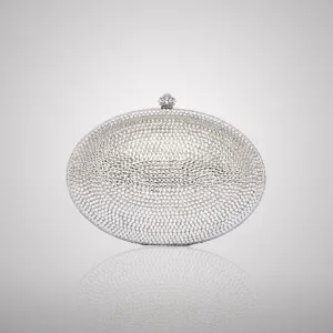 Silver Oval Swarovski Clutch | C831