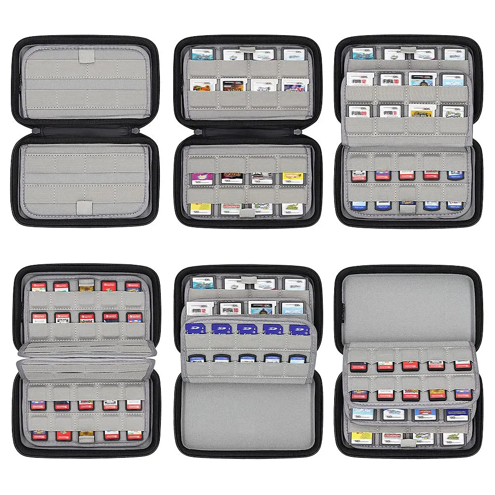 sisma 72 Game Case Compatible with Nintendo Game Cartridges Fits 40 Switch Games & 32 DS 3DS Games, Game Card Holders Organizer Storage Bag