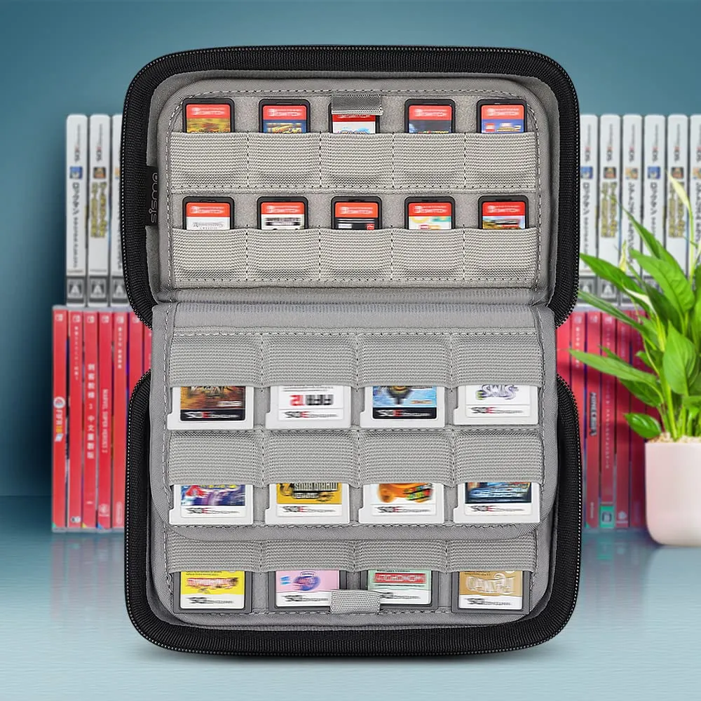 sisma 72 Game Case Compatible with Nintendo Game Cartridges Fits 40 Switch Games & 32 DS 3DS Games, Game Card Holders Organizer Storage Bag
