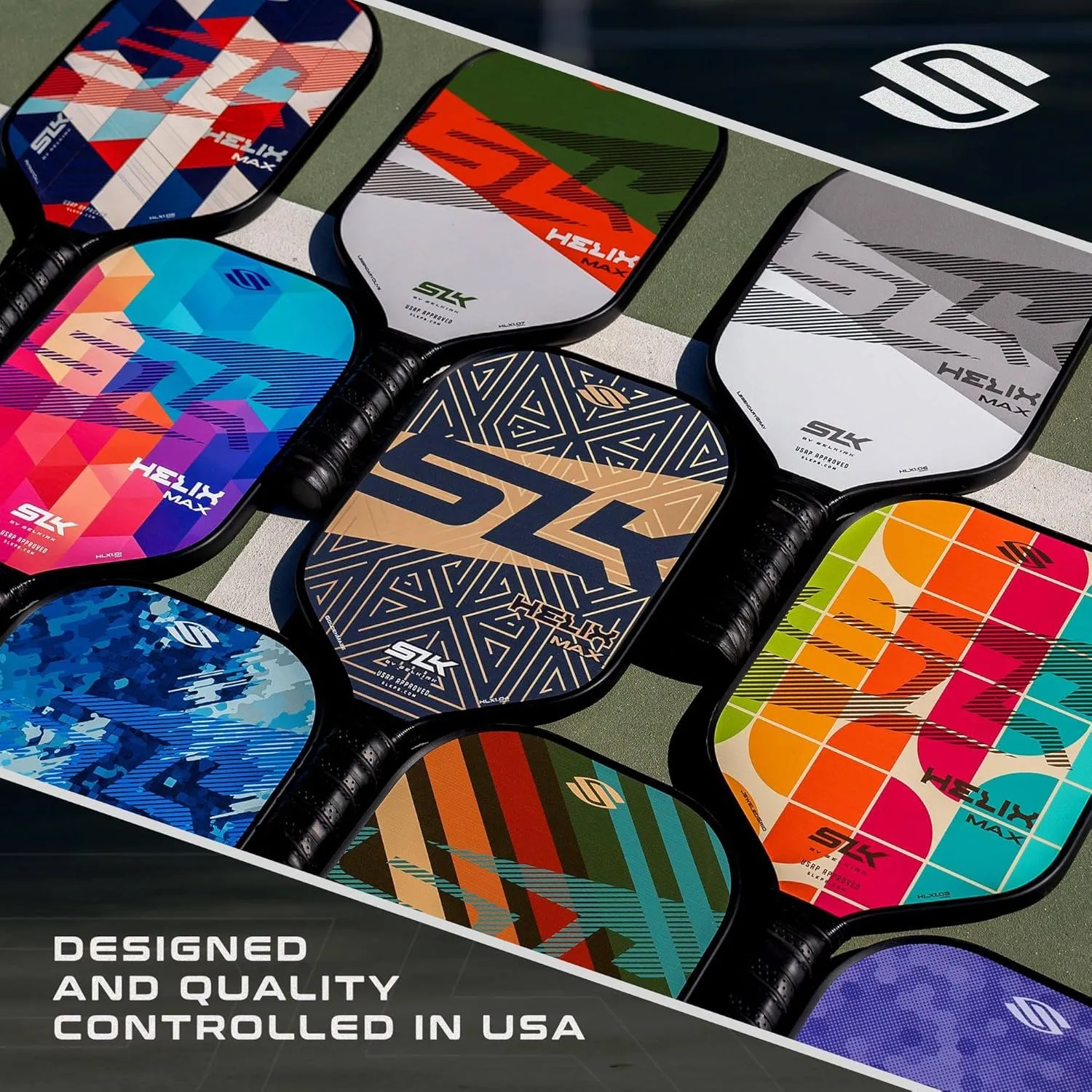 SLK Helix Pro Pickleball Paddle | Carbon Fiber & Fiberglass Hybrid Face | Thermoformed Carbon Fiber Core | Unmatched Control