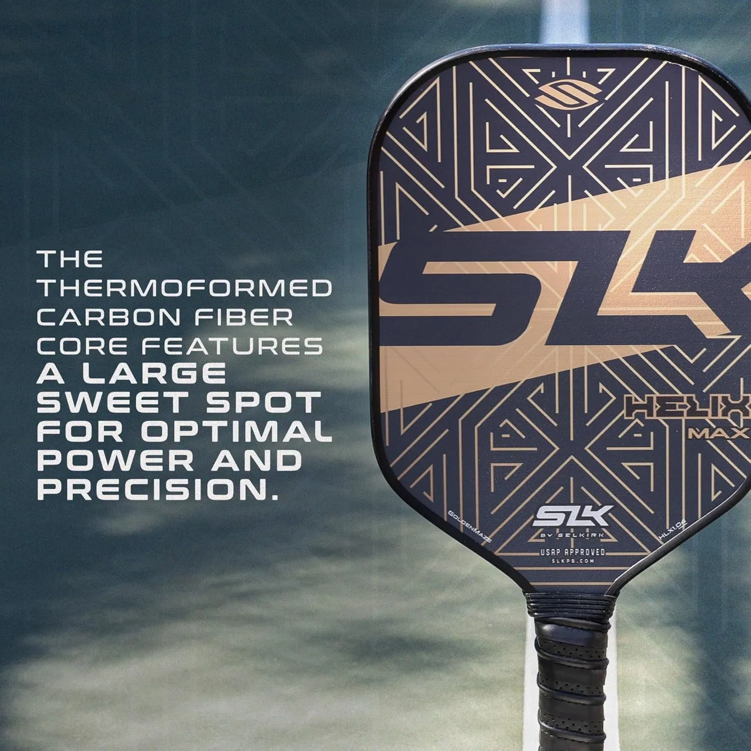 SLK Helix Pro Pickleball Paddle | Carbon Fiber & Fiberglass Hybrid Face | Thermoformed Carbon Fiber Core | Unmatched Control