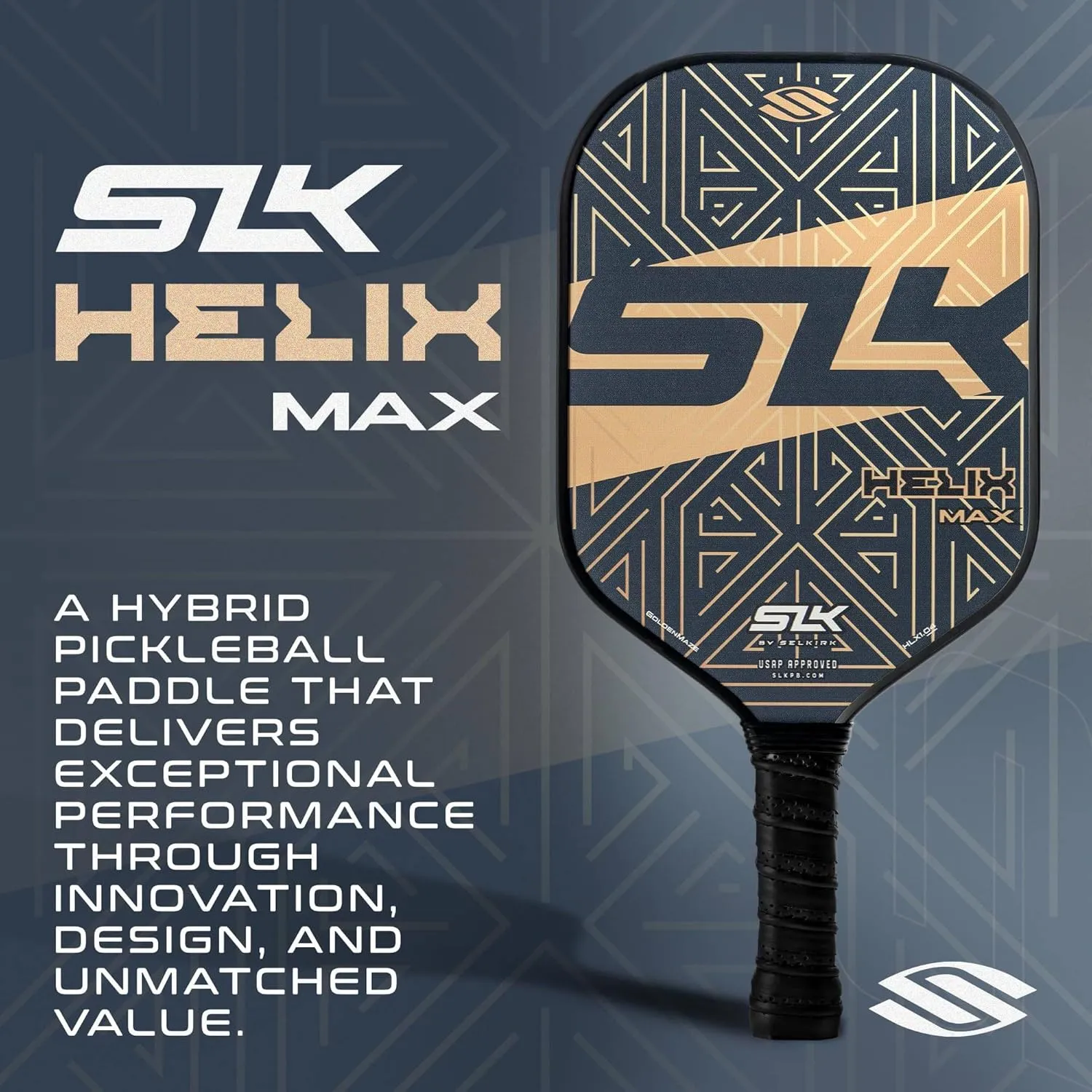 SLK Helix Pro Pickleball Paddle | Carbon Fiber & Fiberglass Hybrid Face | Thermoformed Carbon Fiber Core | Unmatched Control