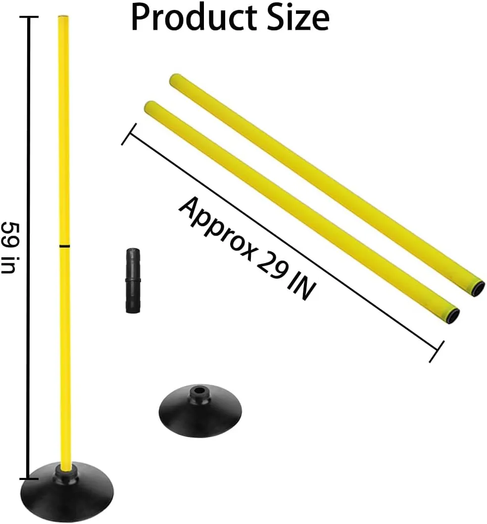 Soccer Agility Poles Set Detachable Sports Trainning Speed Pole Slalom Poles with Rubber Base Sport Traning Equipment