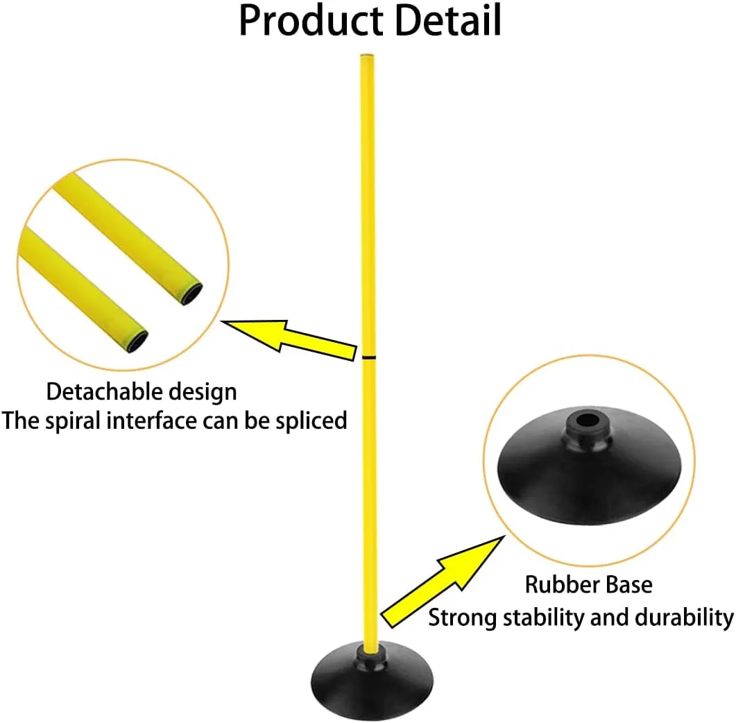 Soccer Agility Poles Set Detachable Sports Trainning Speed Pole Slalom Poles with Rubber Base Sport Traning Equipment