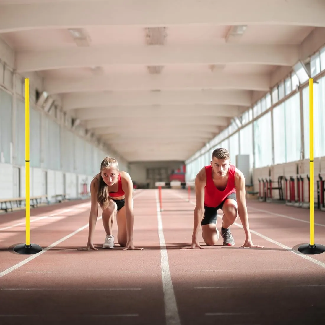 Soccer Agility Poles Set Detachable Sports Trainning Speed Pole Slalom Poles with Rubber Base Sport Traning Equipment