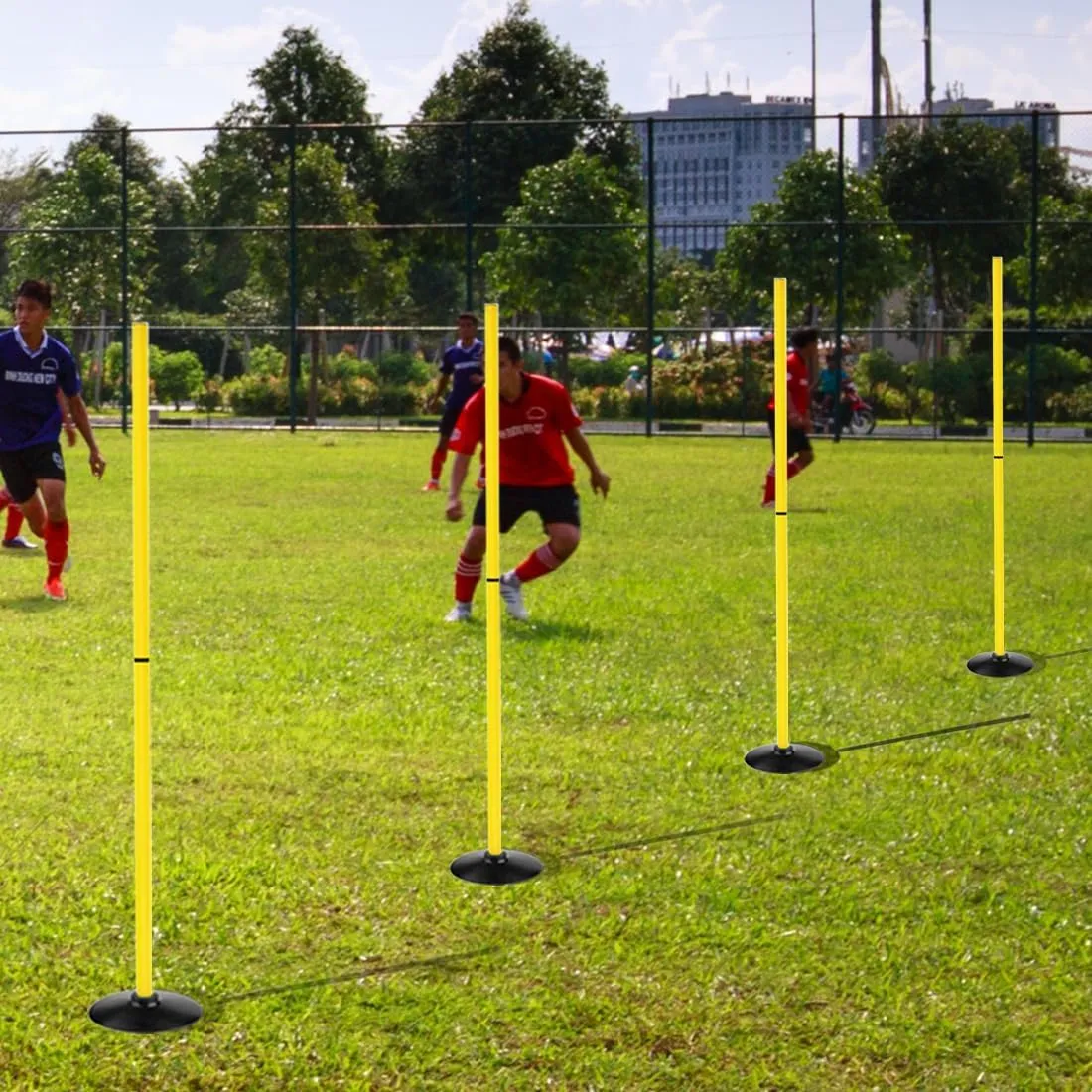 Soccer Agility Poles Set Detachable Sports Trainning Speed Pole Slalom Poles with Rubber Base Sport Traning Equipment