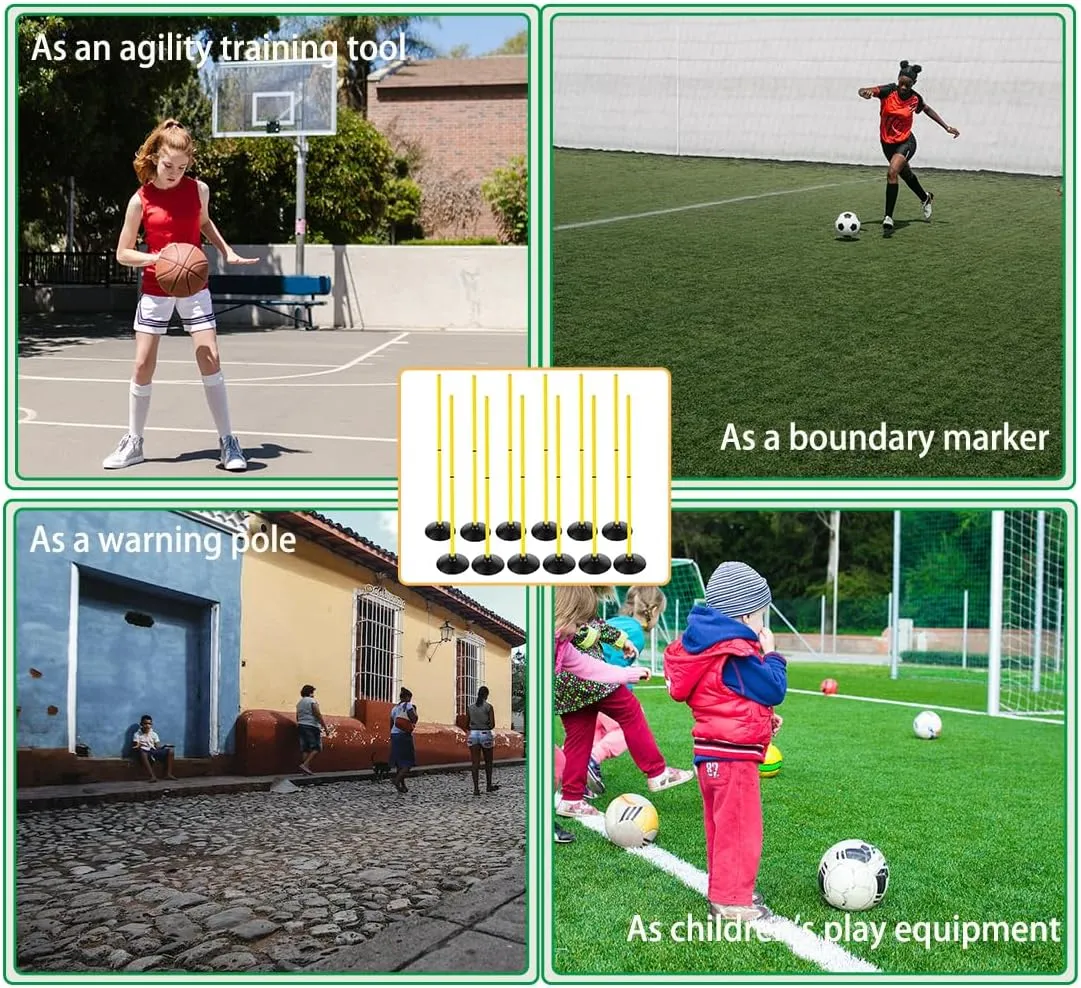Soccer Agility Poles Set Detachable Sports Trainning Speed Pole Slalom Poles with Rubber Base Sport Traning Equipment
