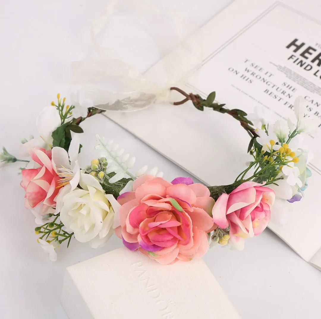 Spring Bohemian Rose Crown