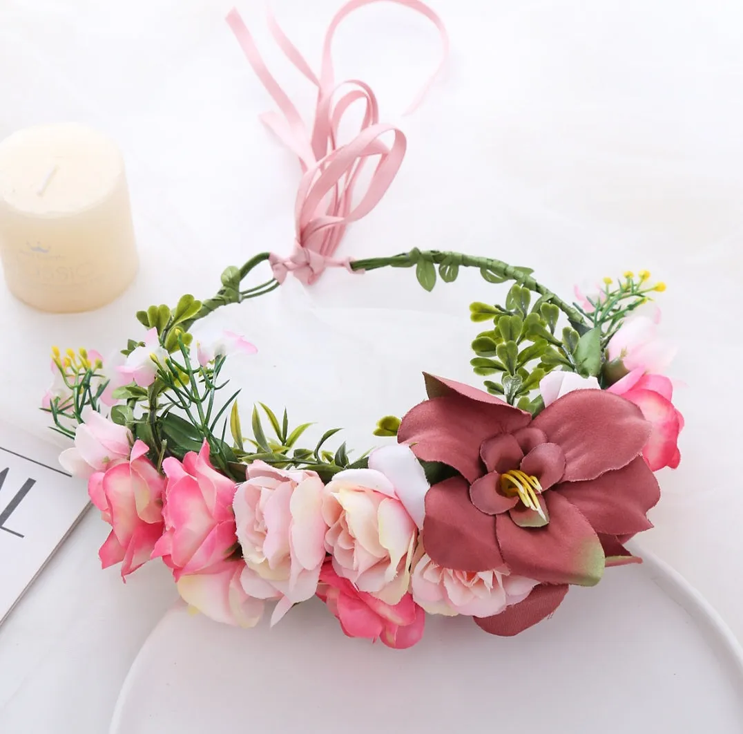 Spring Bohemian Rose Crown