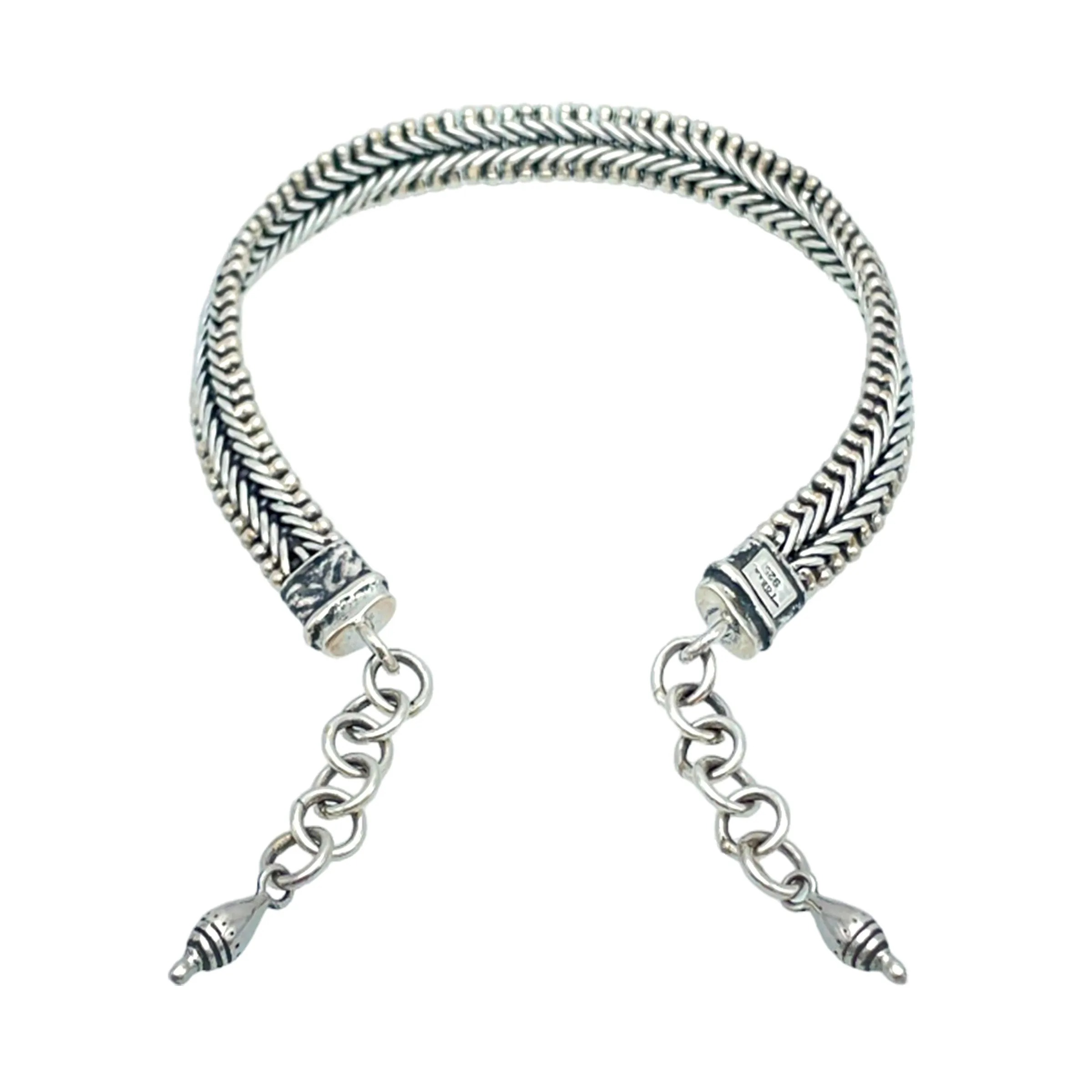 Tabra Jewelry 925 Sterling Silver Braided Adjustable Anklet Connector Chain AK30