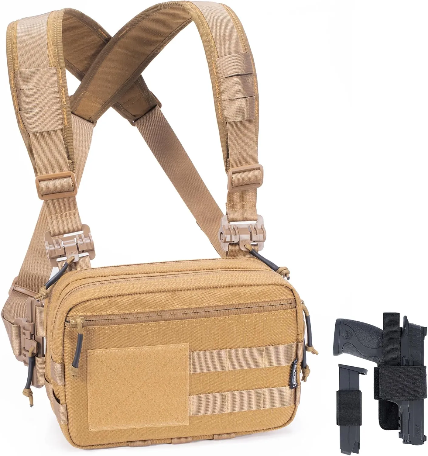 Tactical Chest Rig Bag Concealed Carry CCW Pack Molle Pouch IFAK EMT Medical Organizer for Outdoor Hunting Shooting Hiking with Quick Release Harness