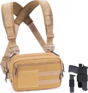Tactical Chest Rig Bag Concealed Carry CCW Pack Molle Pouch IFAK EMT Medical Organizer for Outdoor Hunting Shooting Hiking with Quick Release Harness