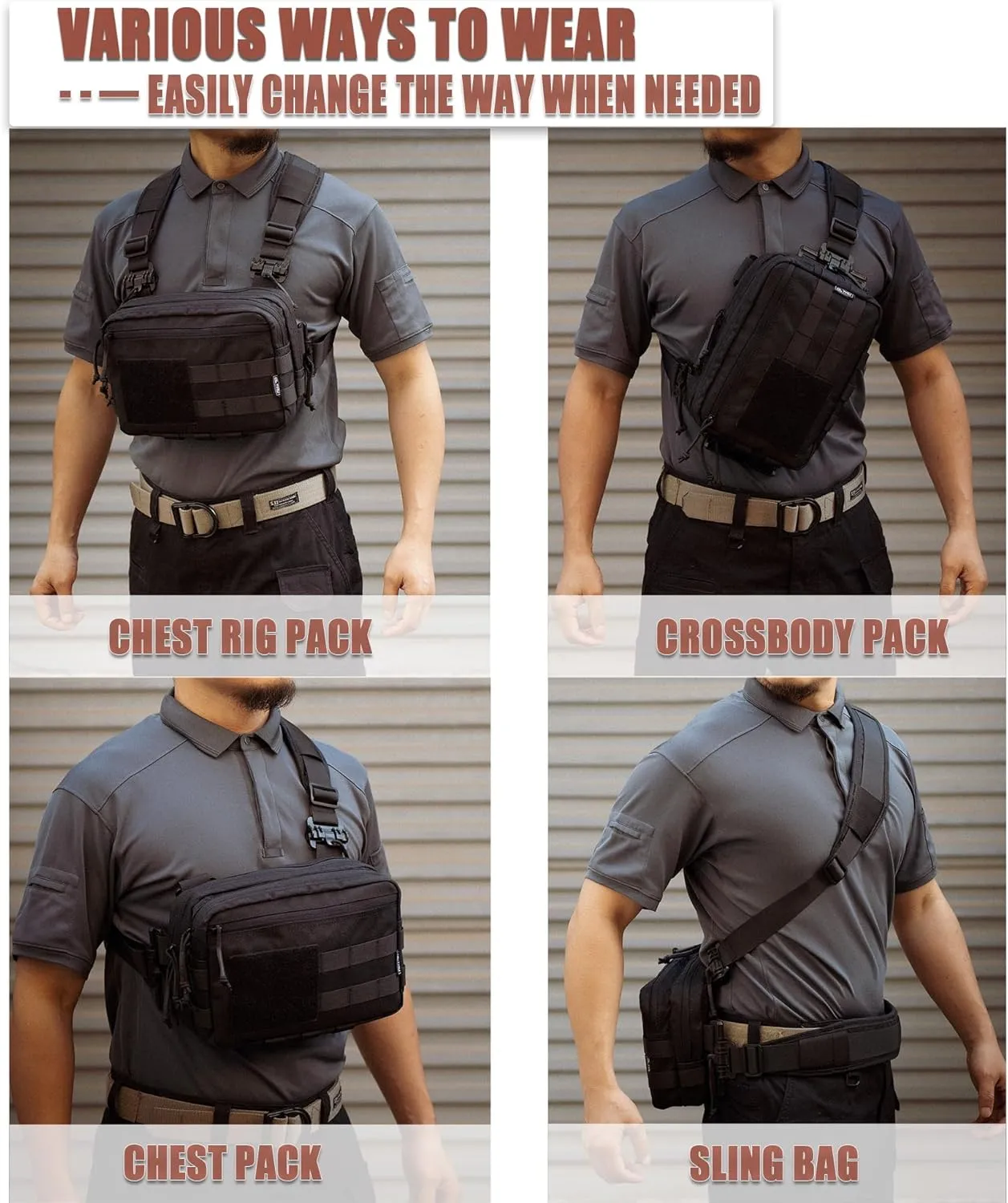 Tactical Chest Rig Bag Concealed Carry CCW Pack Molle Pouch IFAK EMT Medical Organizer for Outdoor Hunting Shooting Hiking with Quick Release Harness