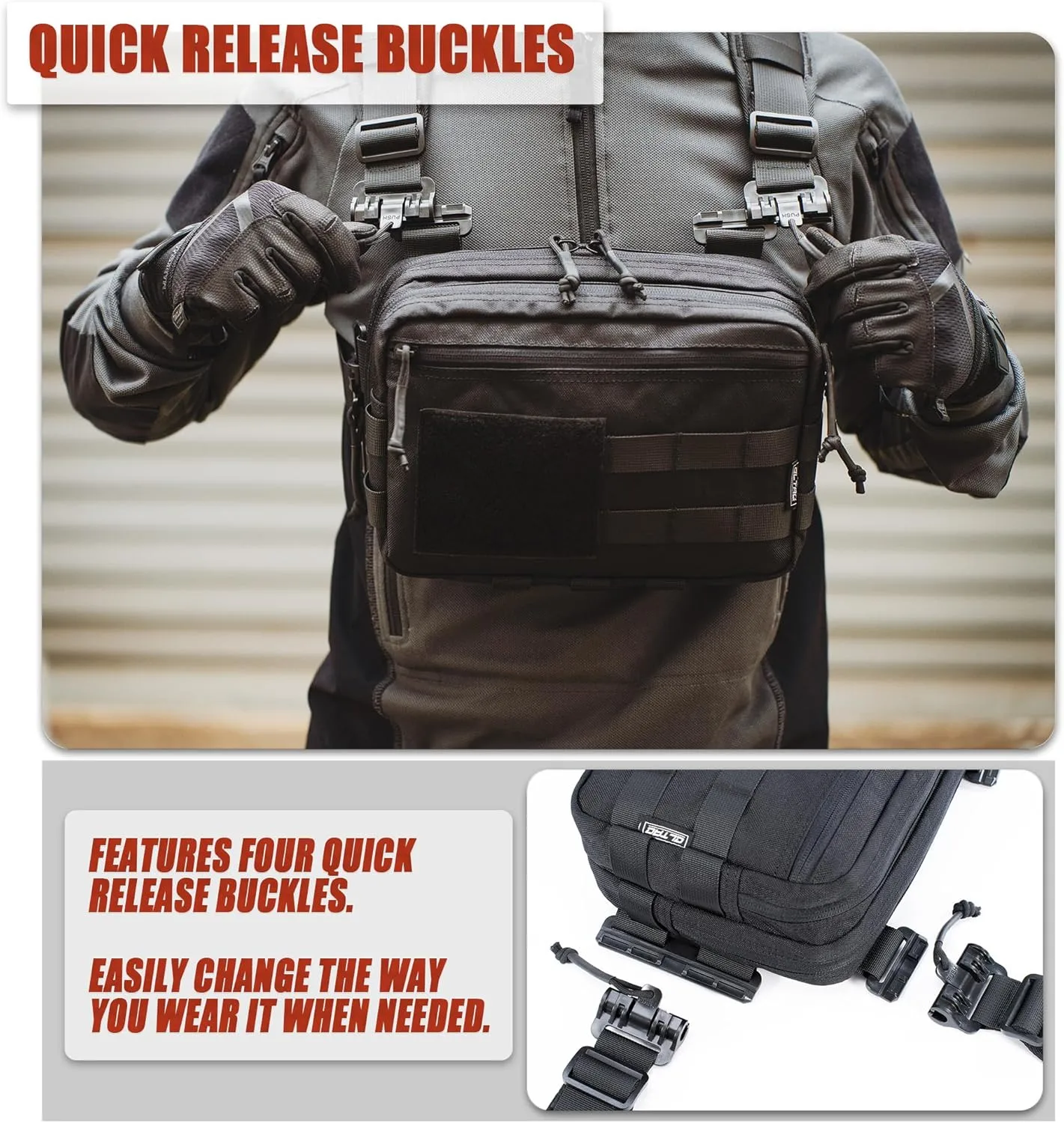 Tactical Chest Rig Bag Concealed Carry CCW Pack Molle Pouch IFAK EMT Medical Organizer for Outdoor Hunting Shooting Hiking with Quick Release Harness