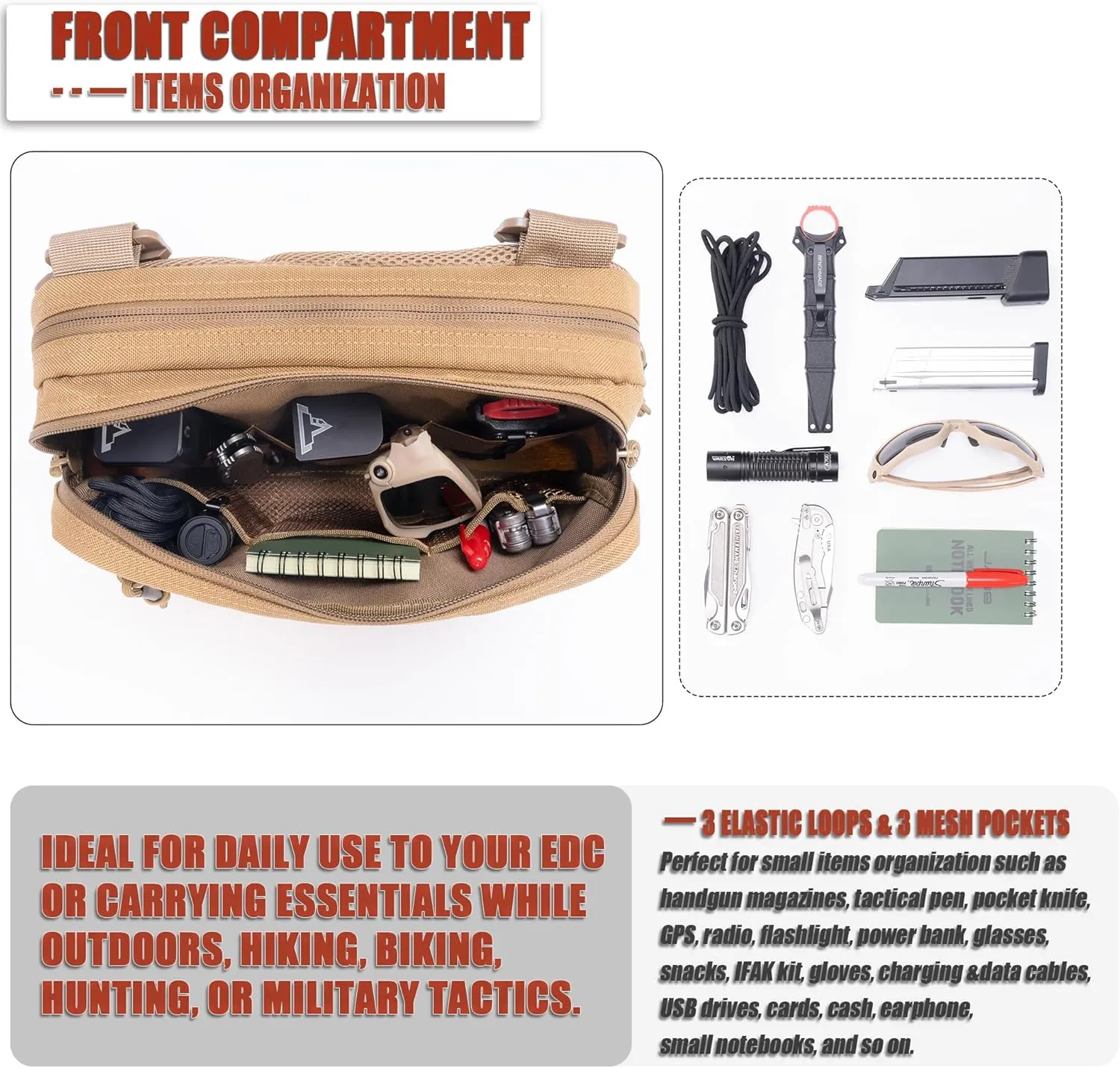 Tactical Chest Rig Bag Concealed Carry CCW Pack Molle Pouch IFAK EMT Medical Organizer for Outdoor Hunting Shooting Hiking with Quick Release Harness