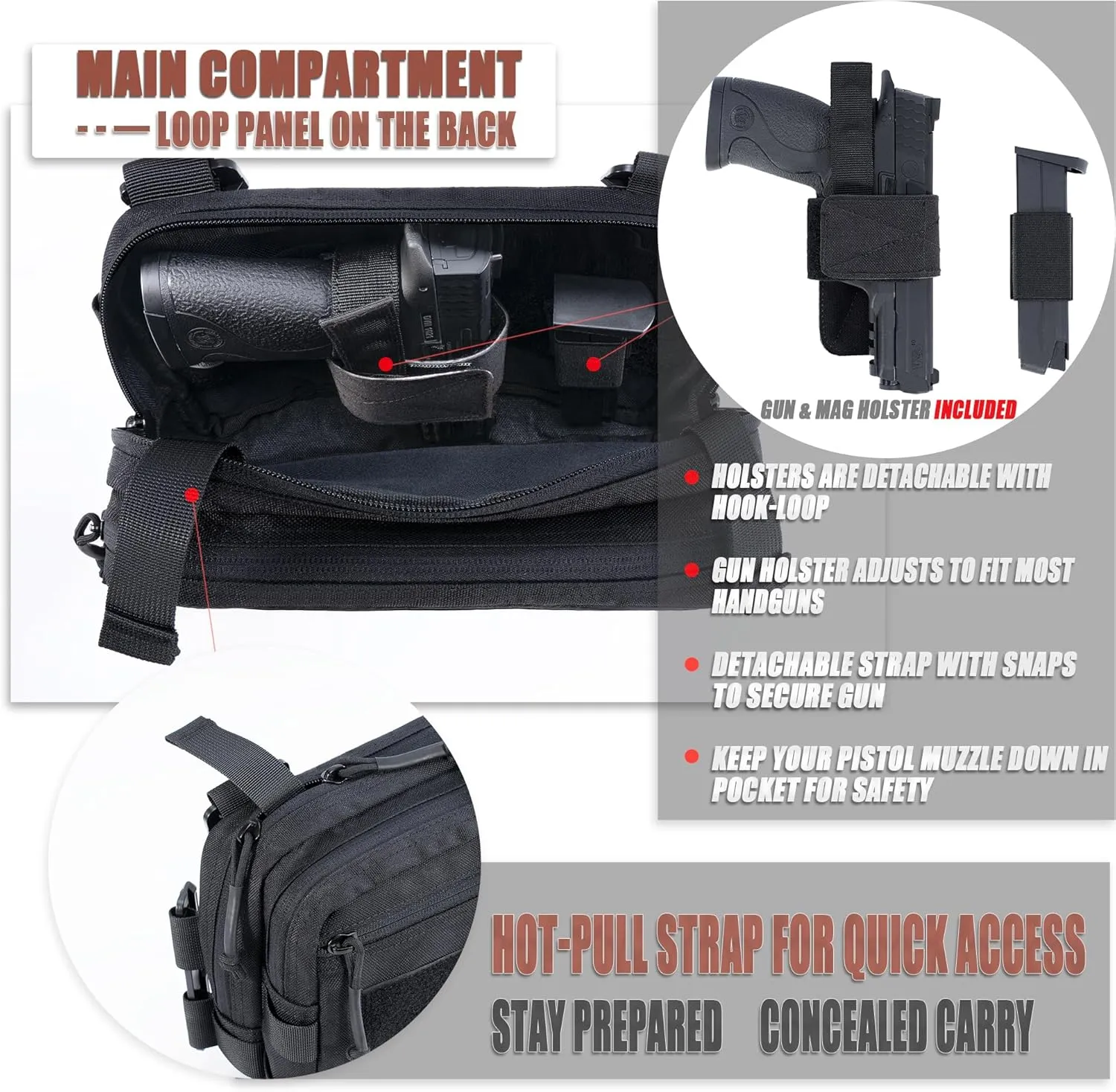 Tactical Chest Rig Bag Concealed Carry CCW Pack Molle Pouch IFAK EMT Medical Organizer for Outdoor Hunting Shooting Hiking with Quick Release Harness