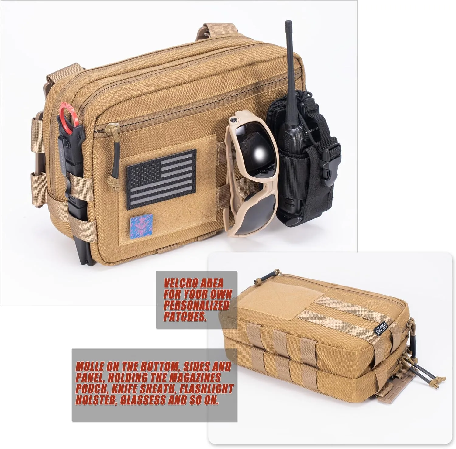 Tactical Chest Rig Bag Concealed Carry CCW Pack Molle Pouch IFAK EMT Medical Organizer for Outdoor Hunting Shooting Hiking with Quick Release Harness