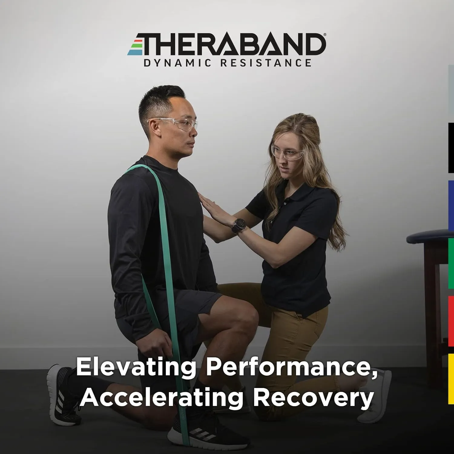 THERABAND High Resistance Bands, Set of 2 Elastic Super Bands for Improving Flexibility, Injury Rehab, & Full Body Workouts, Heavy Duty Stretch Bands for Lifting, 1 Medium & 1 Heavy Band, Multicolor