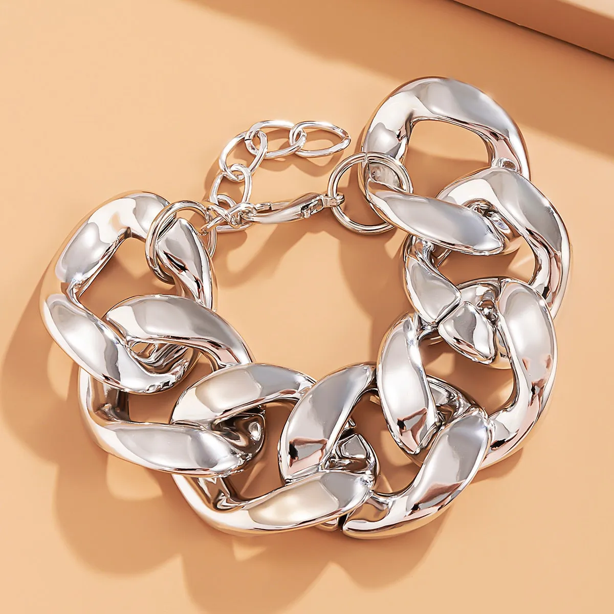 Thick Link Chains Bracelet for Women Big Wide Bracelets Hand Chains