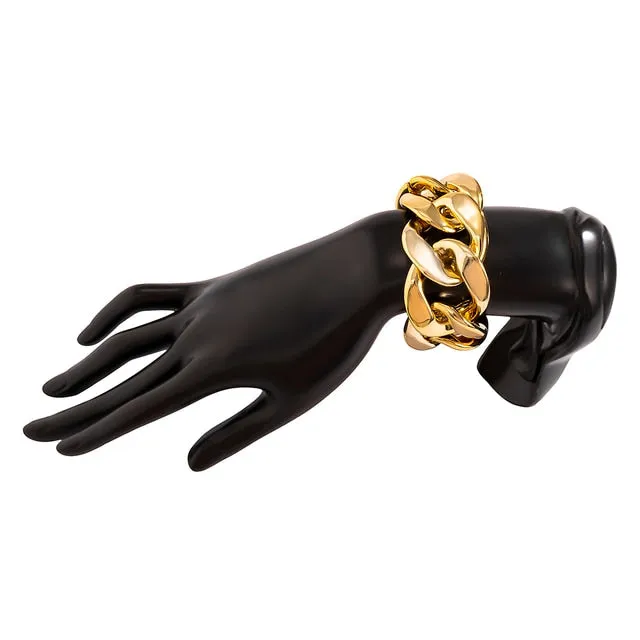 Thick Link Chains Bracelet for Women Big Wide Bracelets Hand Chains