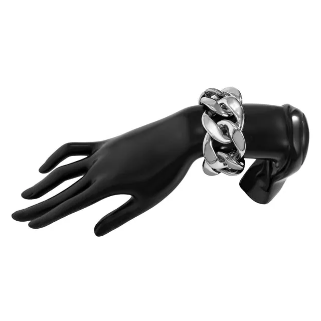 Thick Link Chains Bracelet for Women Big Wide Bracelets Hand Chains