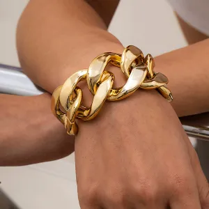 Thick Link Chains Bracelet for Women Big Wide Bracelets Hand Chains