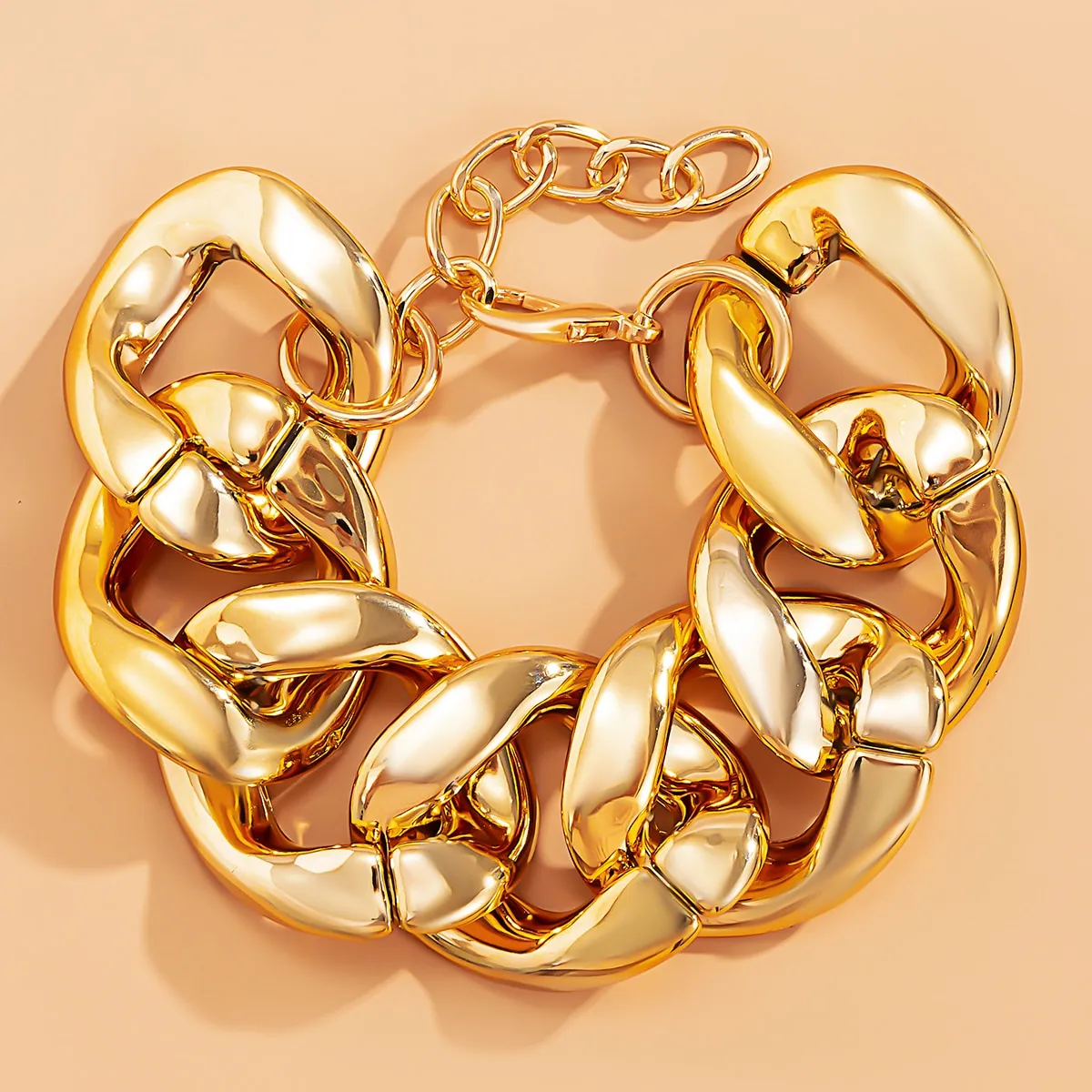 Thick Link Chains Bracelet for Women Big Wide Bracelets Hand Chains