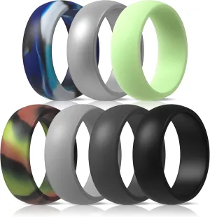 ThunderFit Silicone Wedding Rings for Men, 7 Rubber Engagement Bands 8.7mm Wide 2mm Thick