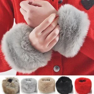 Winter Warm Faux Fur  Detachable  Elastic Wrist Cuffs