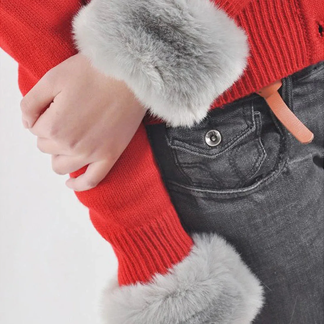 Winter Warm Faux Fur  Detachable  Elastic Wrist Cuffs